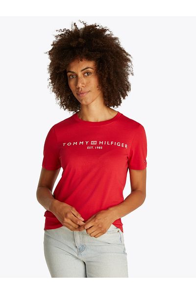 Tommy Hilfiger Tommy Hilfiger Women Primary Red Logo Crew Neck Regular T-Shirt