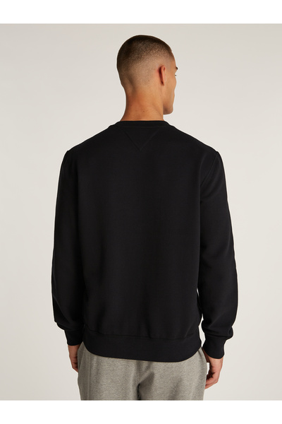 Tommy Hilfiger Men Black Fleece Crew Neck Sweatshirt