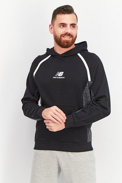 New Balance Men Relaxed Fit Long Sleeve Training Hooded Sweatshirt, Black Combo