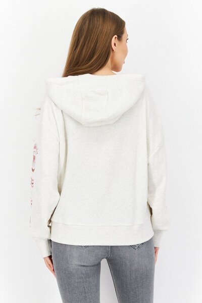 O'Neill Women Hooded Graphic Print Long Sleeve Sweatshirt, Off White