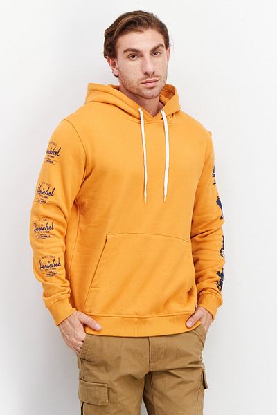 Herschel Supply Co. Men Hooded Long Sleeve Sweatshirt, Orange Combo