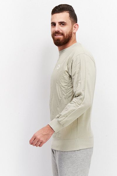 Puma Men Sportswear Fit Long Sleeve Training Fleece Sweatshirt, Light Grey