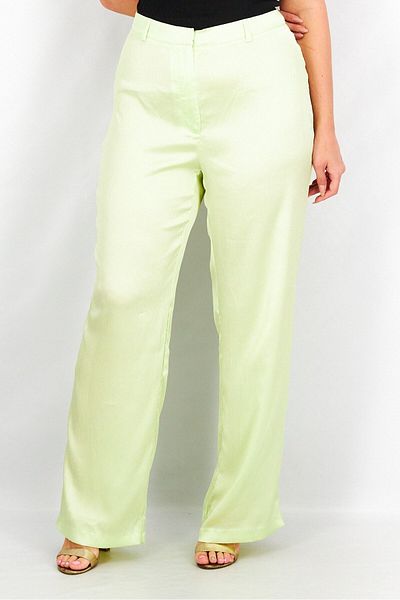 NA-KD Women Regular Fit Textured Satin Pants, Apple Green