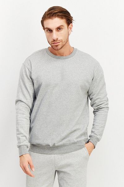 Sovereign Code Men Crew Neck Heather Print Long Sleeves Sweatshirt, Light Grey