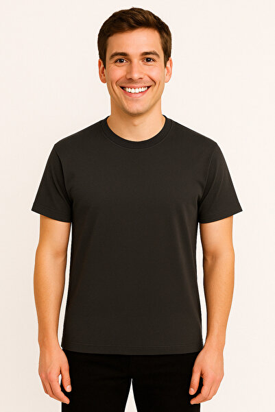 İpek Tekstil 100% Cotton Men T-Shirt Solid Color Basic Combed Cotton Crew Neck