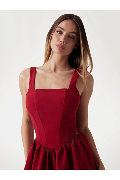 Guess Kadın Kırmızı Fit And Flare Kısa Elbise