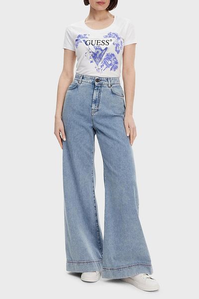 Guess Ss Cn Flower Triangle Tee Women's White T-Shirt W5Gi08J1314-G011