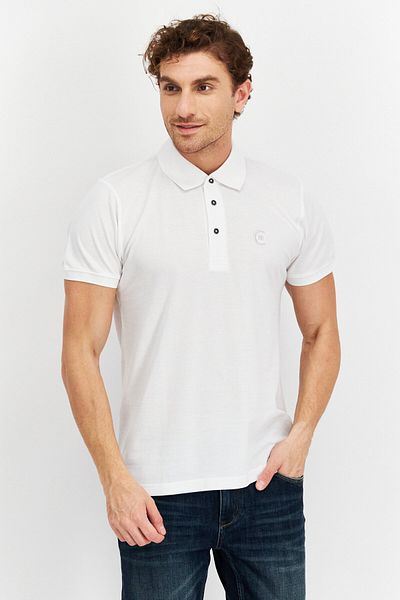 Cerruti 1881 Men Regular Fit Brand Logo Short Sleeve Polo Shirt, White
