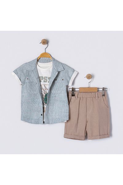 Bulut Baby Boy's Three-Piece Summer Suit 3 Piece Bottom Top Shorts Suit