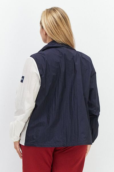 Aigle Women High Neck Two Tone Wind Breaker Jacket, Navy