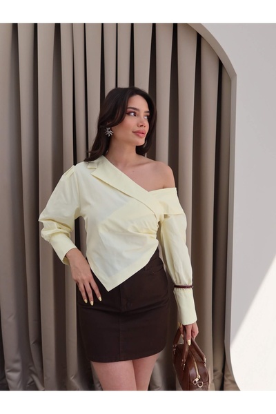 ESRAHELVACI Open Shoulder Draped Shirt