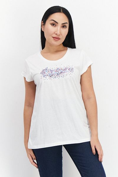 Pepe Jeans Women Crew Neck Short Sleeves Sequins T-Shirt, White