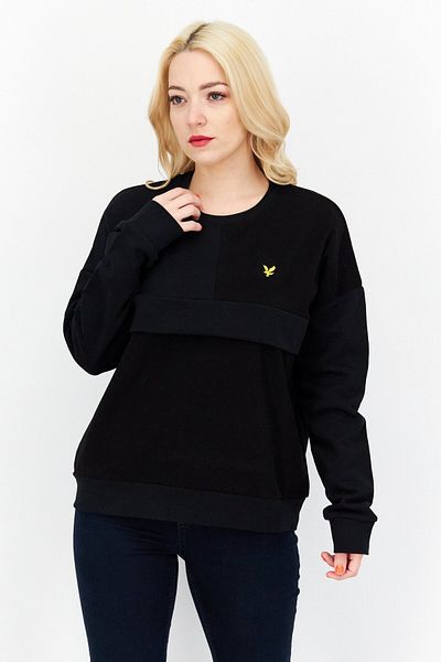 Lyle & Scott Women Crew Neck Embroidered Logo Sweatshirt, Black
