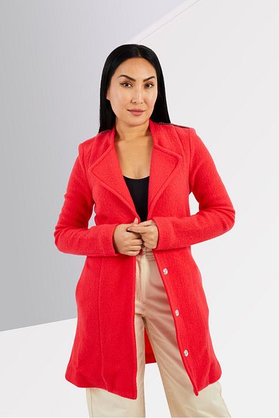 ONE STEP Women Textured Long Sleeve Trench Coat, Dark Pink