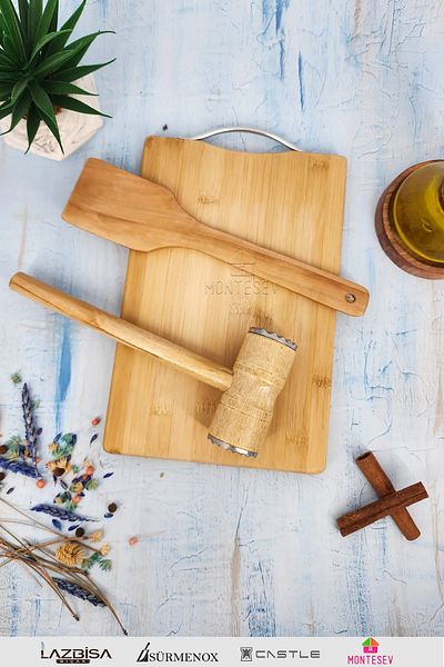 MONTESEV Set of 3 Meat Beaters Meat Beater Two-Way Meat Tenderizer Meat Beater Cutting Board and Turner Spatula