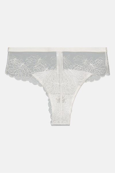 NA-KD Women Embroidered Pull On Panty, White