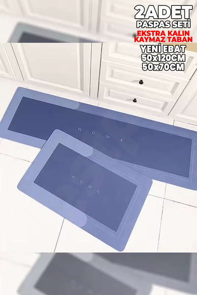 Destpak 2 Adet (EKSTRA KALIN) 50x120 50x70 Su Emici Kaymaz Taban Banyo Paspas...