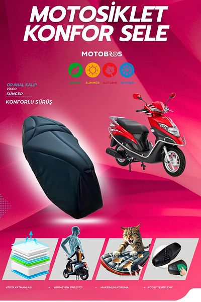 Motobros غطاء مقعد وسرج مريح من CANUNI MATI إسفنجة فيسكو (مع هدية حافظة)