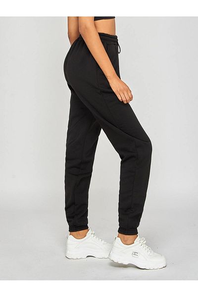 twentyone Pantaloni de sport negri Jogger, cu două fire, cu talie elastică