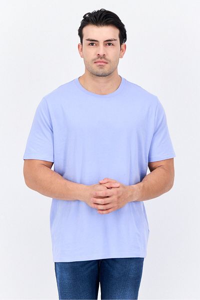 GAP Men Round Neck Short Sleeves Solid T-shirt, Light Blue