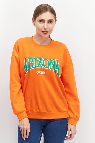 Don't Call Me Jennyfer Women Crew Neck Printed Fleece Long Sleeve Sweatshirts, Bright Orange