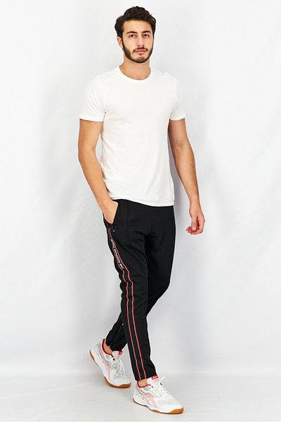 The Kooples Men Skinny Fit Embroidered Logo Casual Pants, Black Combo