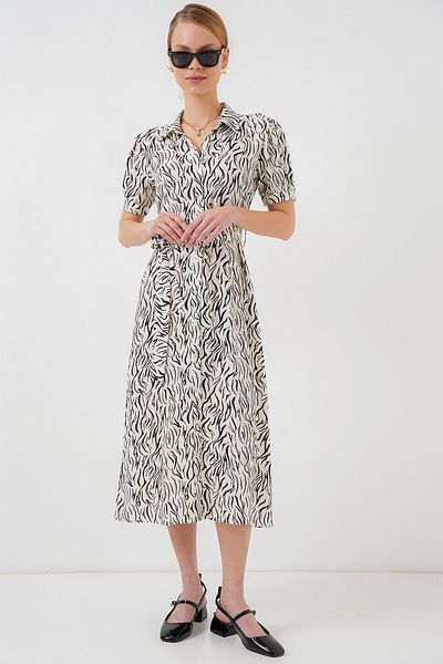 Bigdart 2213 Rochie din viscoză cu mânecă scurtă - C.White