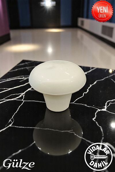GÜLZE HOME Mânere de mobilier model ciuperci - bucătărie, sertar, dulap (negru-alb-maro)
