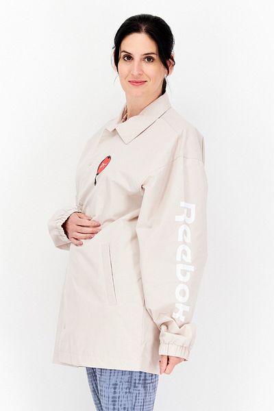 Reebok Women Sportswear Fit Brand Logo Training Jacket, Beige