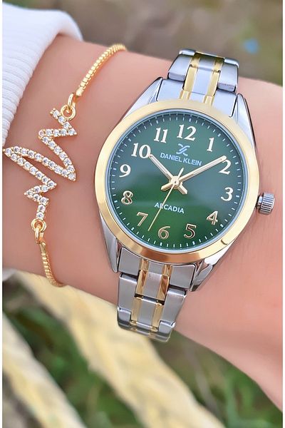 Daniel Klein Brand Yellow Silver Color Women's Wristwatch - Bracelet