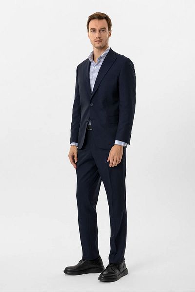 SÜVARİ Süvari Loose Cut Navy Blue Striped Suit