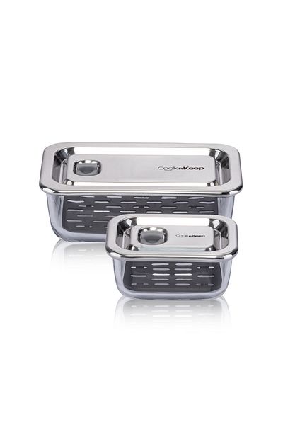 CooknKeep Vacuum Glass Storage Container Set of 2