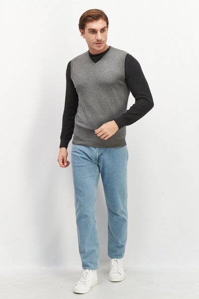 Sorbino Men V-Neck Sleeveless Plain Vest, Grey
