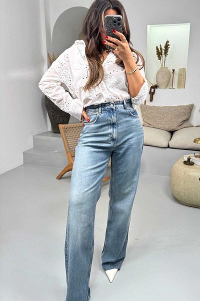 Sohotique By P Pantaloni Jeans cu picior tubular model ZR Albastru