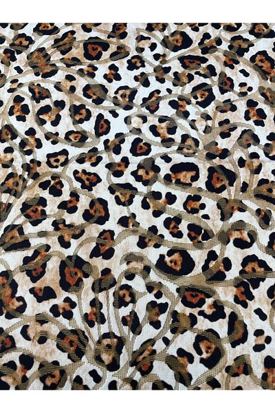 METERİAL Leopard Patterned Jacquard Fabric - Stylish Fabric with Shiny Texture 1 Meter (Patterned, Quality Texture)