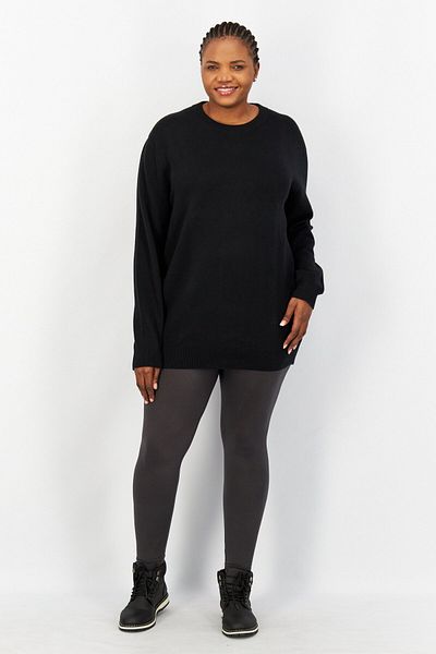 CELIO Women Crew Neck Plain Sweatshirt, Black