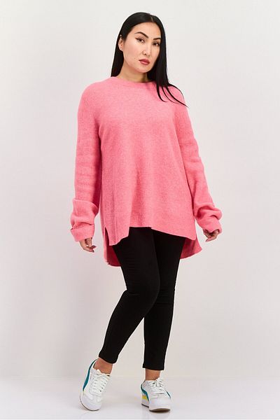 Esprit Women Crew Neck Knitted Sweater, Pink