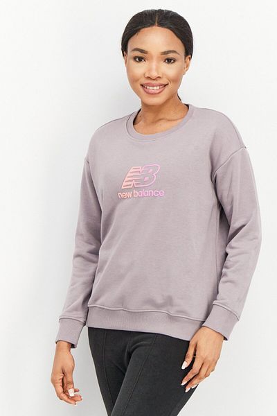 New Balance Women Oversized Fit Long Sleeve Training Sweatshirt, Light Zinc