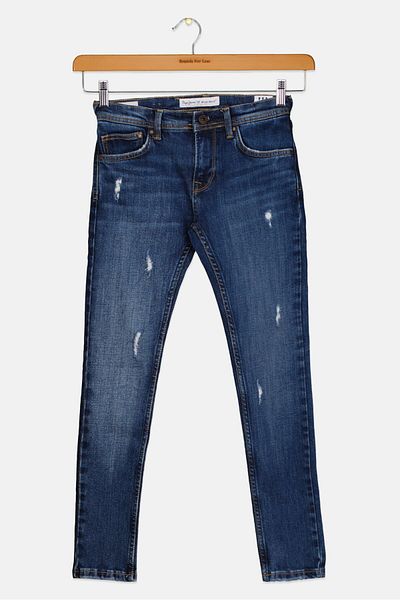 Pepe Jeans Kids Boy Skinny Fit Rip Stretchable Jeans, Blue