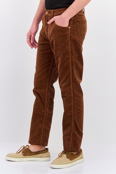 WRANGLER Men Regular Fit Textured Corduroy Pants, Brown