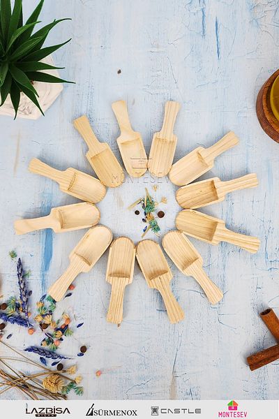 MONTESEV Narcissus Wooden Board Serving Spices Sugar Coffee Jam Spoon Spoon Set Wooden Spoon