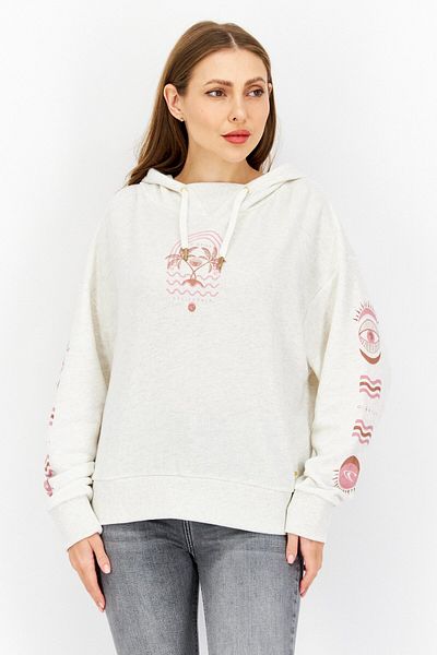 O'Neill Women Hooded Graphic Print Long Sleeve Sweatshirt, Off White