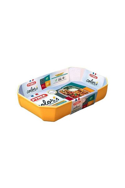 Pyrex طبق فرن مستطيل أصفر - 33x22x7 سم، 3.2 لتر