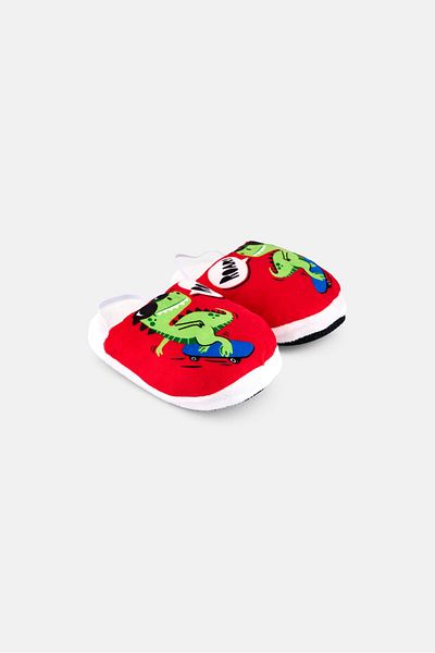 Royal Deluxe Kids Boy Dinosaur Slingback Homewear Slippers, Red