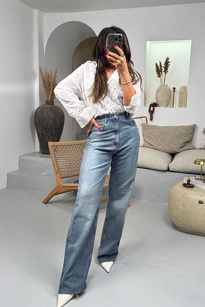 Sohotique By P Pantaloni Jeans cu picior tubular model ZR Albastru