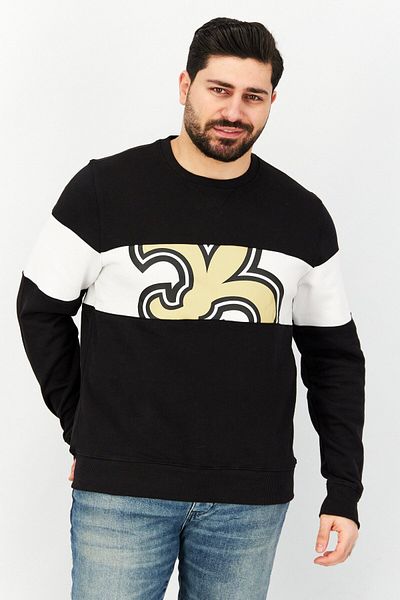 Fanatics Men Crew Neck Long Sleeve Graphic Print Sweatshirt, Black Combo