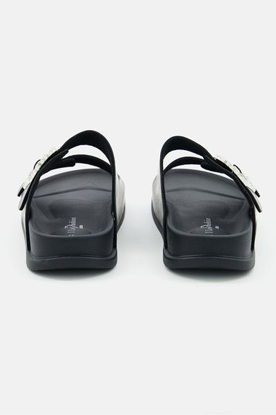 I Love Fashion Women Slip-on Slide Sandals, Black