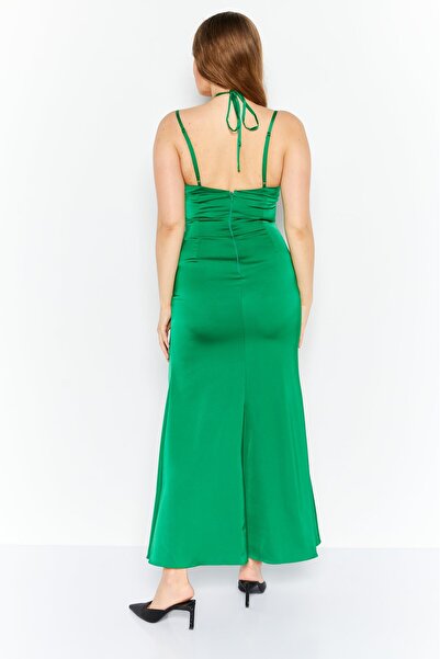Aqua Women Plain Midi Dress, Green