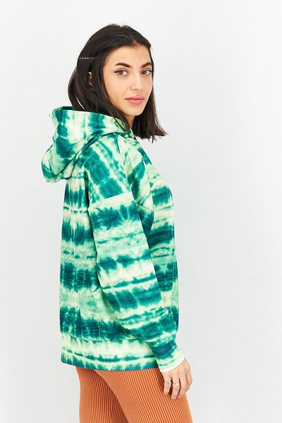 FILA Women Oversized Fit Brand Logo Training Hoodie, Green Combo