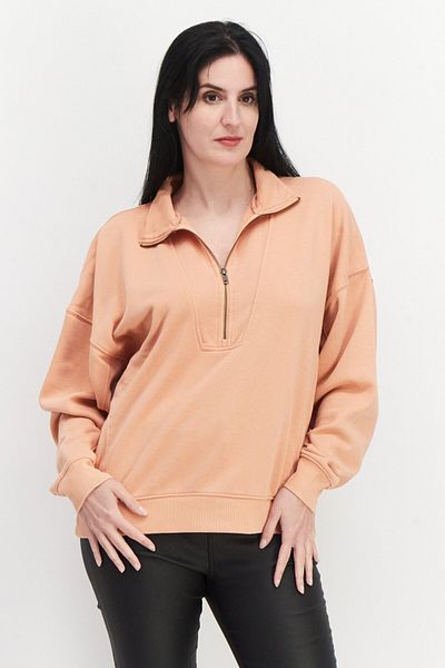 Universal Thread Women Spread Neck Long Sleeve Plain Sweatshirt, Coral
